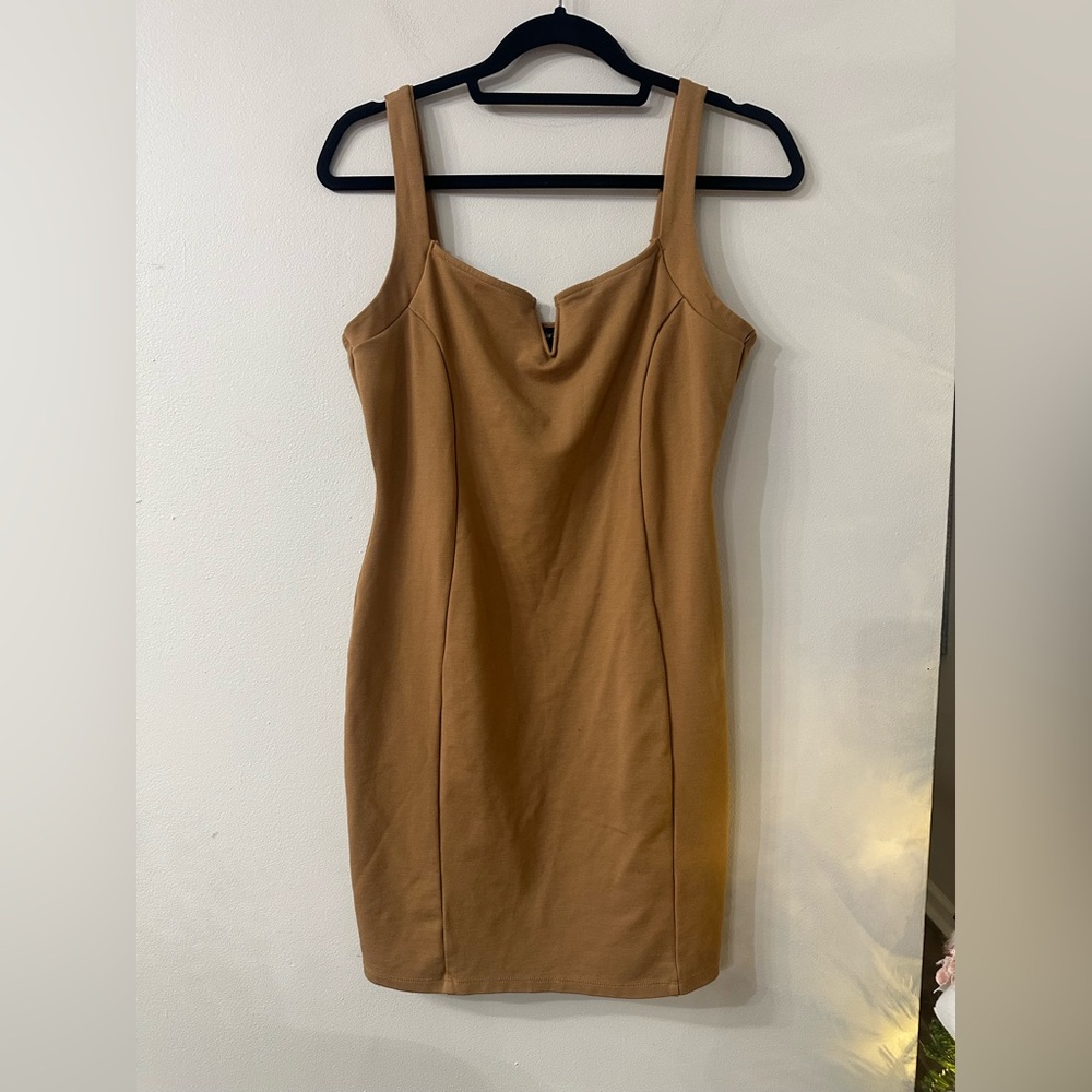 Chic Tan Sleeveless Mini Dress